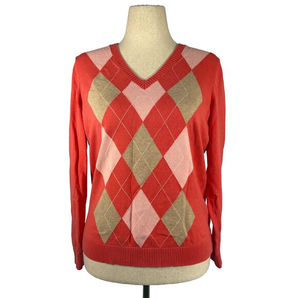 Izod Crewneck Sweater | Salmon Argyle - Picture 1 of 12